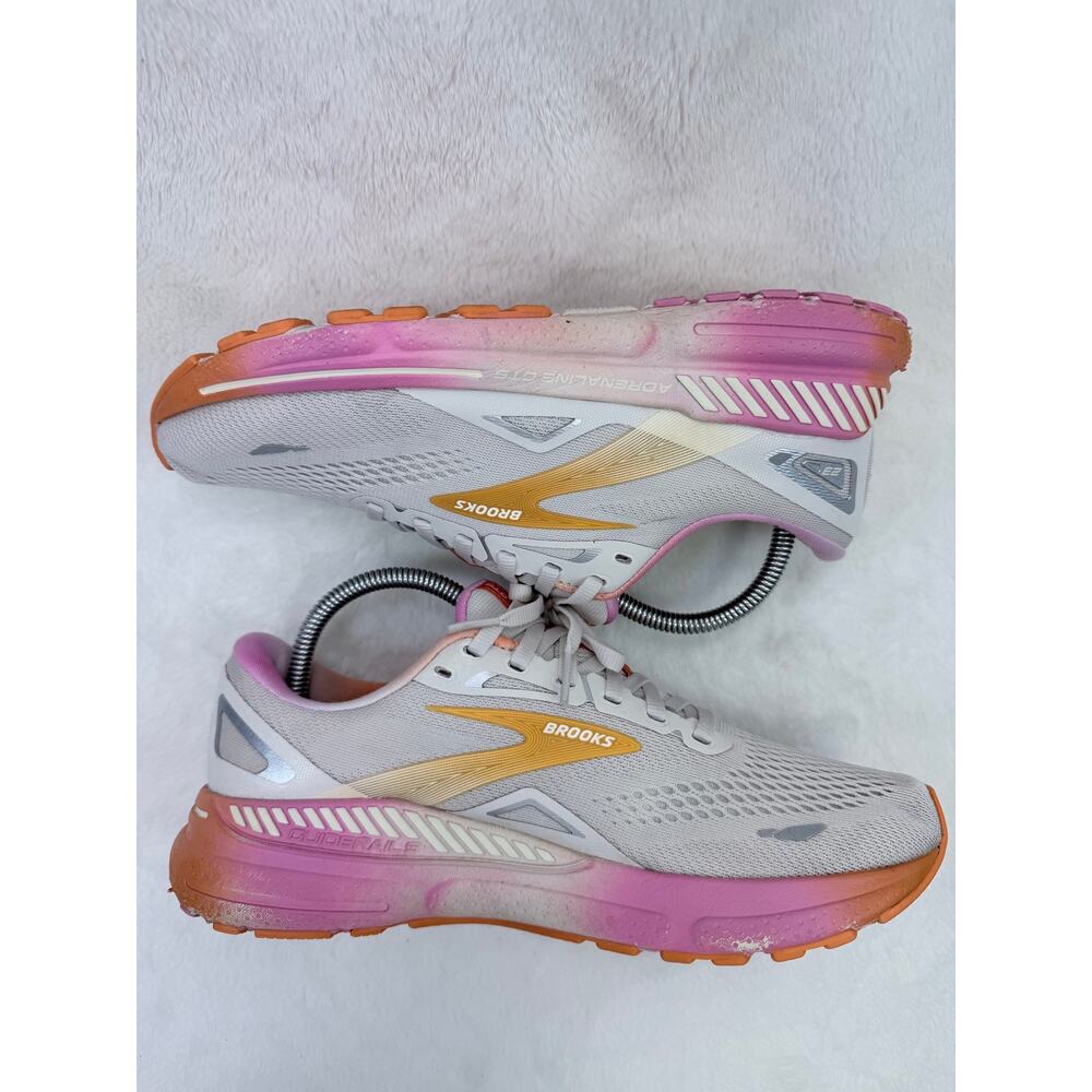 Brooks Adrenaline GTS 23 Womens Running Shoes White Sand Sunset Fuchsia 9 - Picture 5 of 10